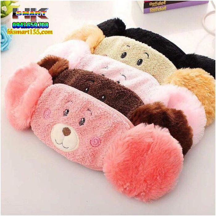 Khẩu trang bịt tai lông tuyết mặt gấu