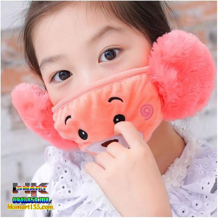 Khẩu trang bịt tai giữ ấm cho bé
