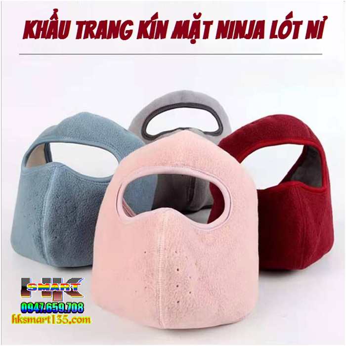 Khẩu trang ninja kín mặt lót nỉ ấm