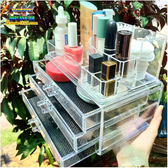 Khay đựng mỹ phẩm Mica 4 tầng nguyên khối