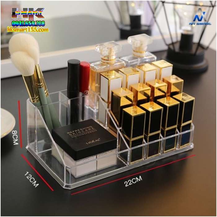 Khay đựng son 16 ngăn chất liệu mica trong suốt