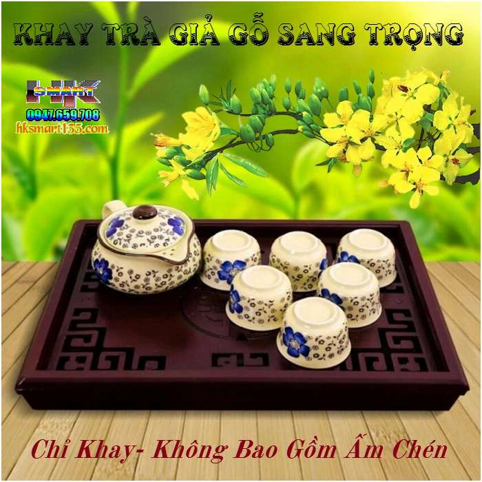 Khay trà chất liệu nhựa giả gỗ sang trọng
