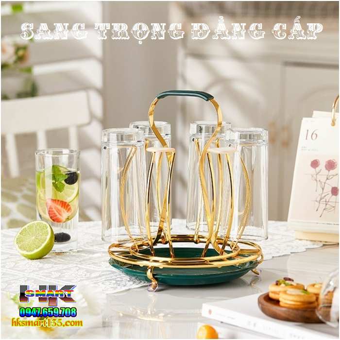 Khay úp cốc mạ vàng sang trọng hình Tròn hoặc Chữ Nhật