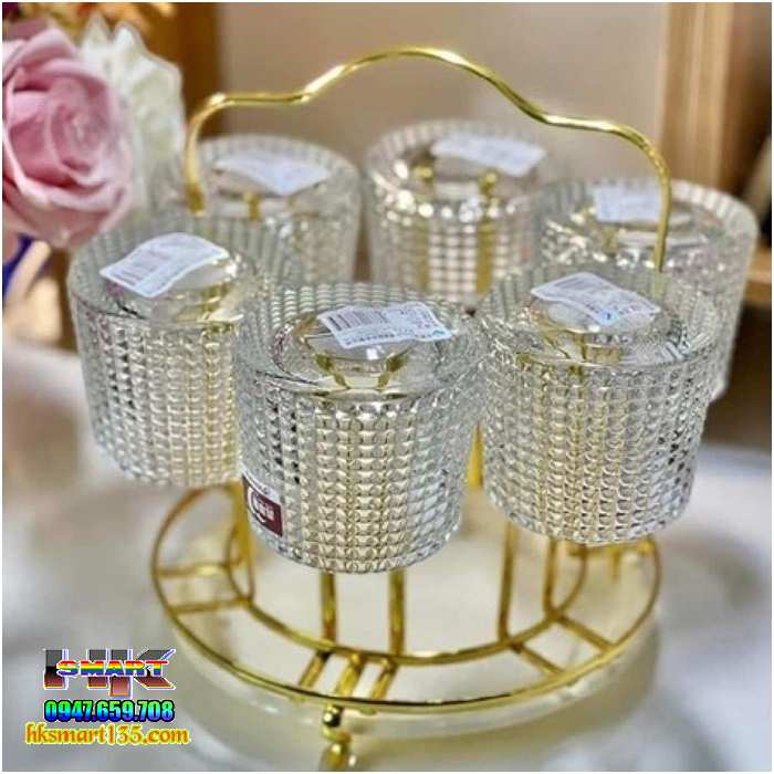 Khay úp cốc mạ vàng sang trọng hình Tròn hoặc Chữ Nhật