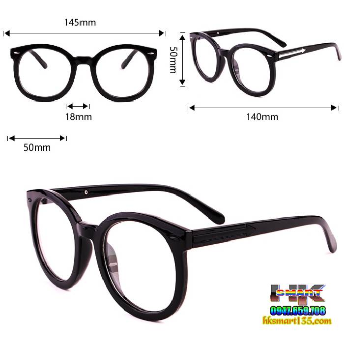 Kính trắng không độ gọng đen thời trang