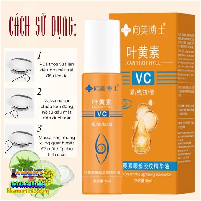 Thanh Lăn Tinh Chất Dưỡng Mắt Lutein Vc 8ml- Dưỡng Mắt, Giảm Thâm Bọng Mắt Làm Sáng Và Mờ Nếp Nhăn, Trẻ Hoá Làn Da