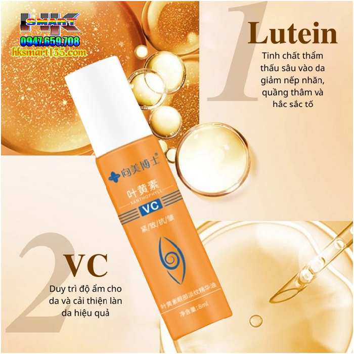 Thanh Lăn Tinh Chất Dưỡng Mắt Lutein Vc 8ml- Dưỡng Mắt, Giảm Thâm Bọng Mắt Làm Sáng Và Mờ Nếp Nhăn, Trẻ Hoá Làn Da