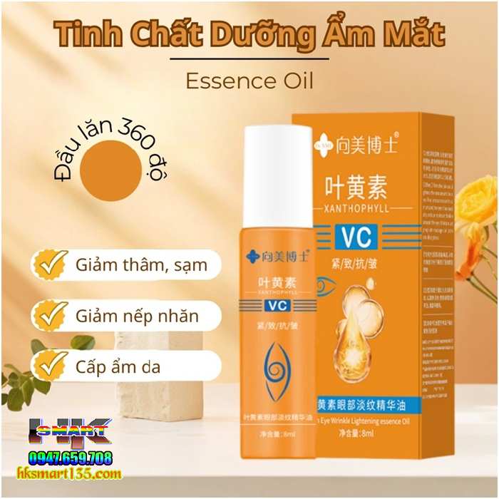 Thanh Lăn Tinh Chất Dưỡng Mắt Lutein Vc 8ml- Dưỡng Mắt, Giảm Thâm Bọng Mắt Làm Sáng Và Mờ Nếp Nhăn, Trẻ Hoá Làn Da