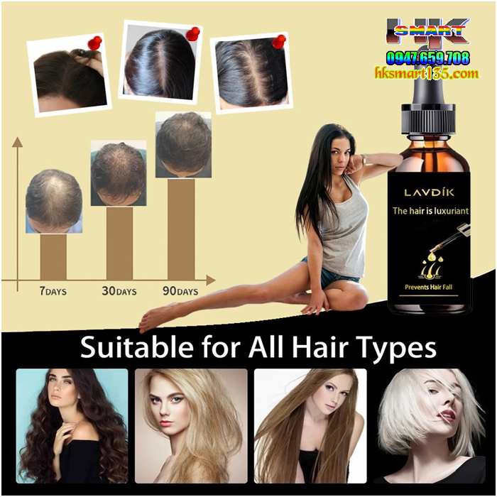Lavdík Hair Growth Serum Kích Mọc Râu Tóc Đen Dày Bóng Khỏe Giảm Gãy Rụng