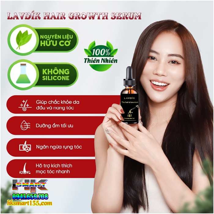 Lavdík Hair Growth Serum Kích Mọc Râu Tóc Đen Dày Bóng Khỏe Giảm Gãy Rụng