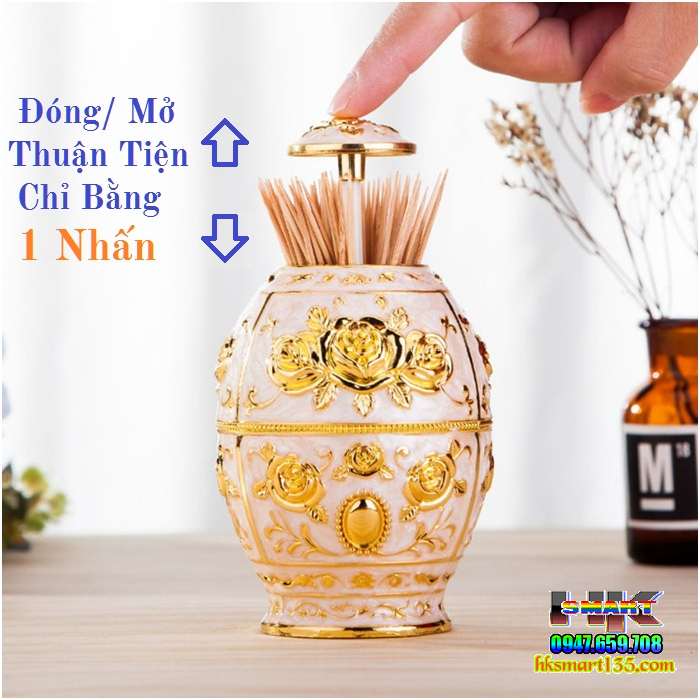 Lọ đựng tăm mạ vàng