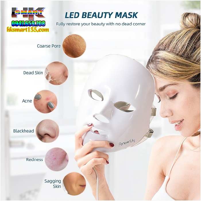 Mặt Nạ Quang Học Led Photon 7 Màu, Hỗ Trợ Spa