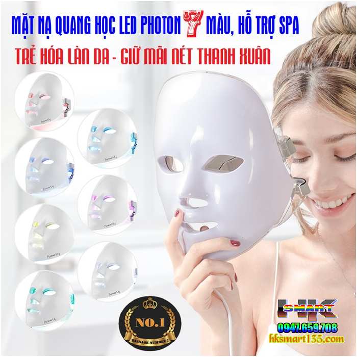 Mặt Nạ Quang Học Led Photon 7 Màu, Hỗ Trợ Spa