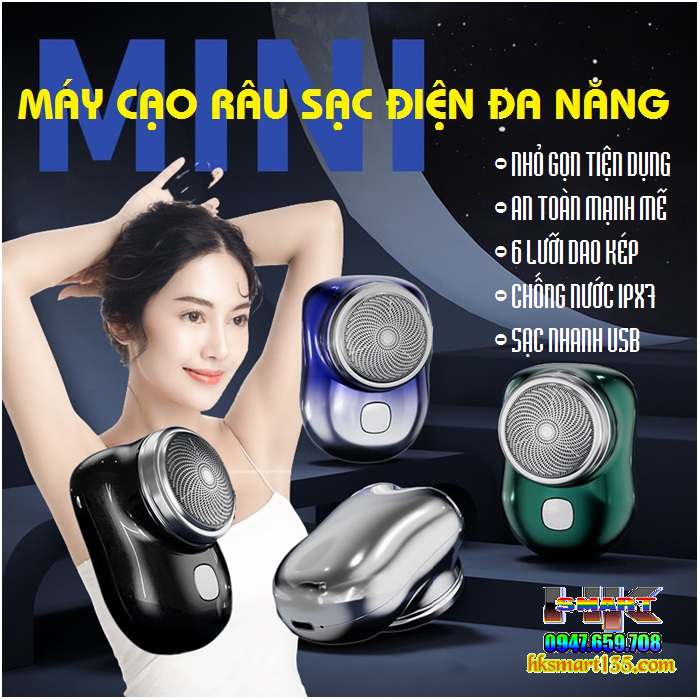 Máy Cạo Râu Triệt Lông Sạc Điện Mini