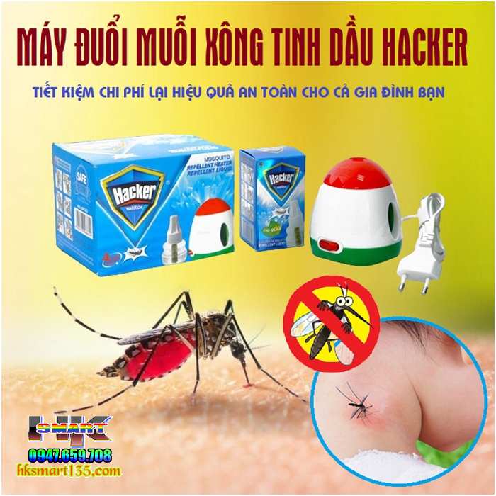 Máy đuổi muỗi xông tinh dầu Hacker