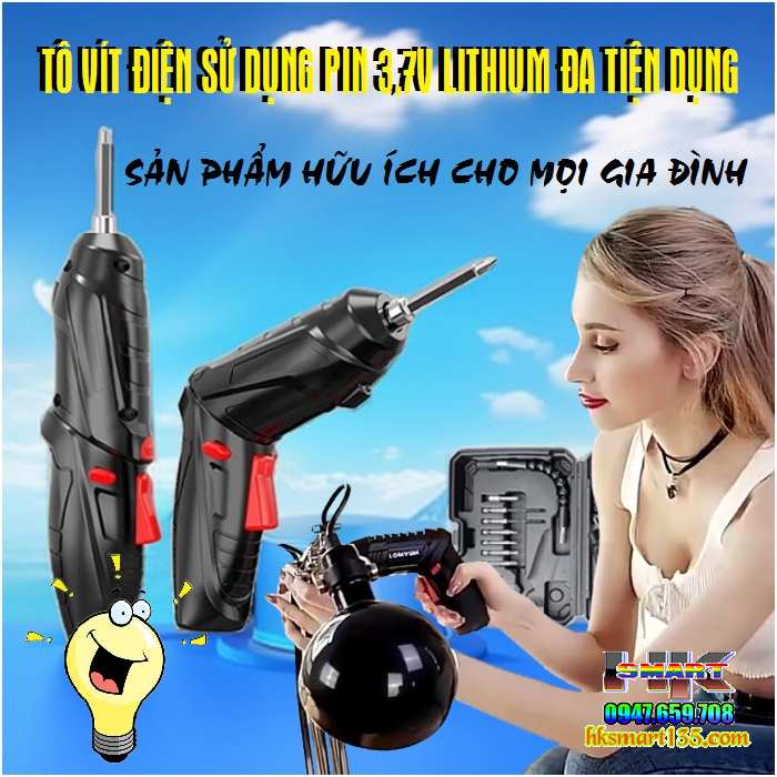 Máy Khoan Vặn Vít Mini-Tô Vít Điện Không Dây Pin Lithium 3,7v