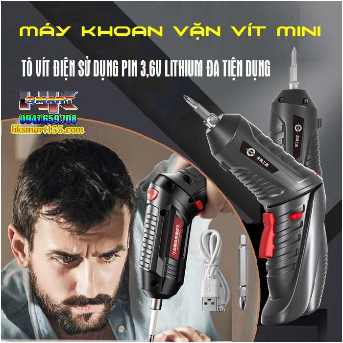 Máy Khoan Vặn Vít Mini-Tô Vít Điện Không Dây Pin Lithium 3,7v