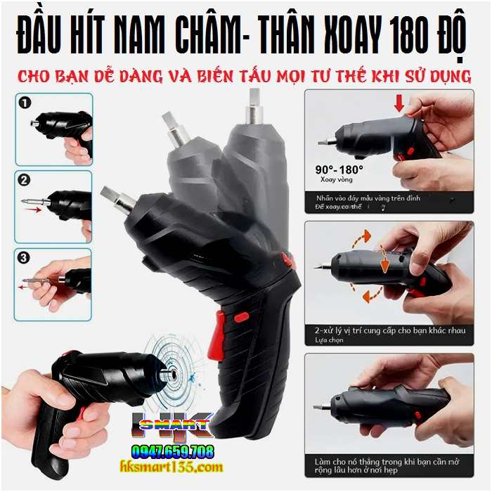 Máy Khoan Vặn Vít Mini-Tô Vít Điện Không Dây Pin Lithium 3,7v