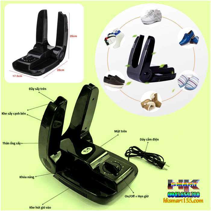 Máy sấy khô khử mùi hôi giầy dép