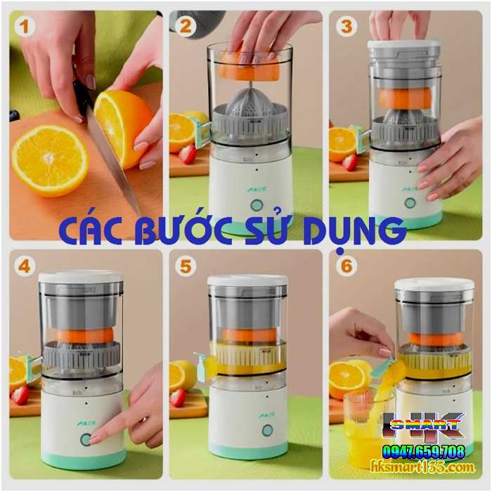 Máy Vắt Cam Ép Nước Hoa Quả Tích Điện Tự Động Thông Minh