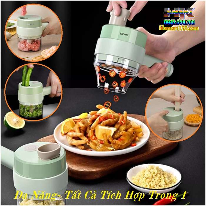 Máy Xay Cắt Thái Thực Phẩm Mini Sạc Điện Cầm Tay