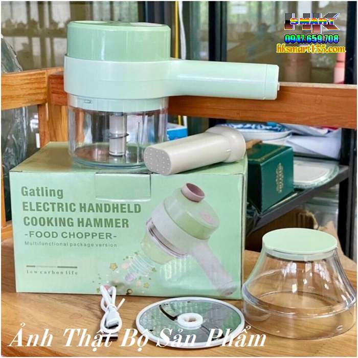 Máy Xay Cắt Thái Thực Phẩm Mini Sạc Điện Cầm Tay