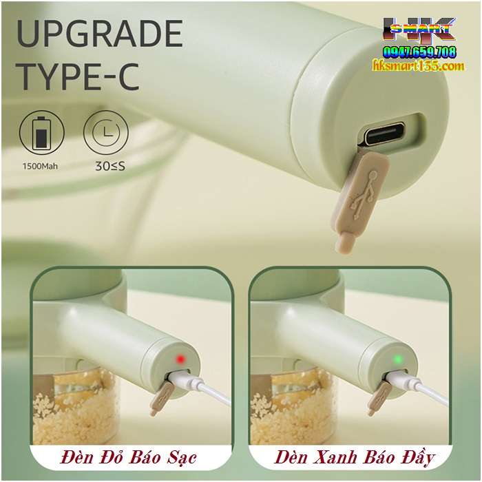 Máy Xay Cắt Thái Thực Phẩm Mini Sạc Điện Cầm Tay