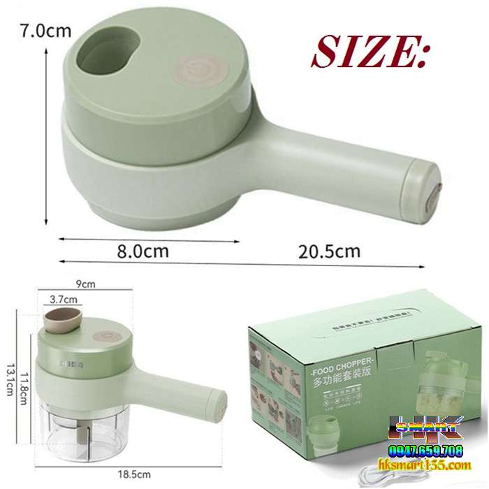 Máy Xay Cắt Thái Thực Phẩm Mini Sạc Điện Cầm Tay