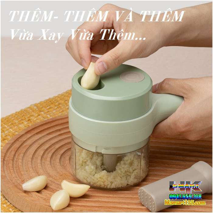 Máy Xay Cắt Thái Thực Phẩm Mini Sạc Điện Cầm Tay