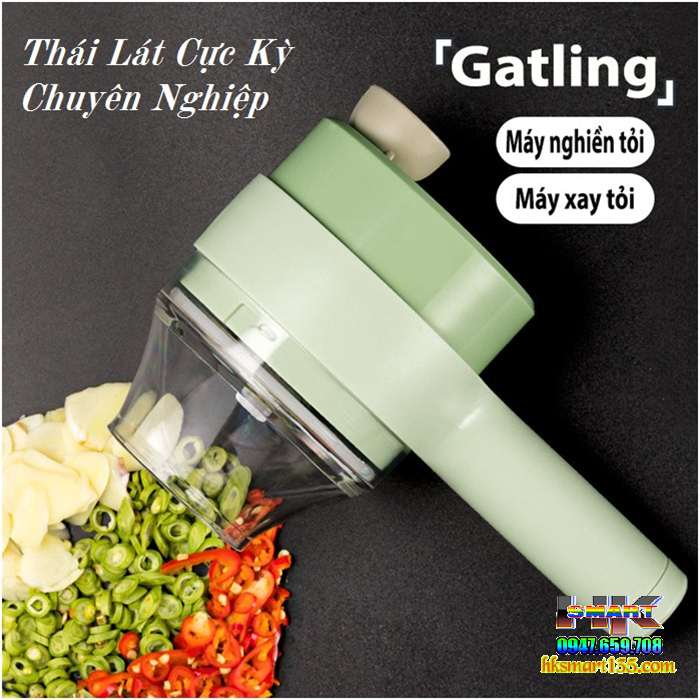 Máy Xay Cắt Thái Thực Phẩm Mini Sạc Điện Cầm Tay