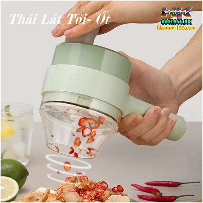 Máy Xay Cắt Thái Thực Phẩm Mini Sạc Điện Cầm Tay