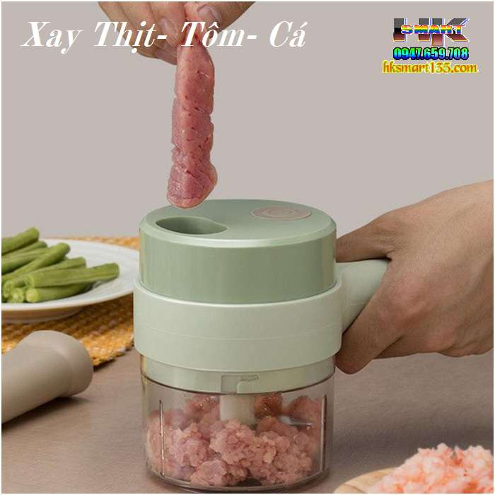 Máy Xay Cắt Thái Thực Phẩm Mini Sạc Điện Cầm Tay
