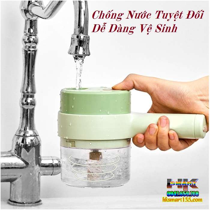 Máy Xay Cắt Thái Thực Phẩm Mini Sạc Điện Cầm Tay