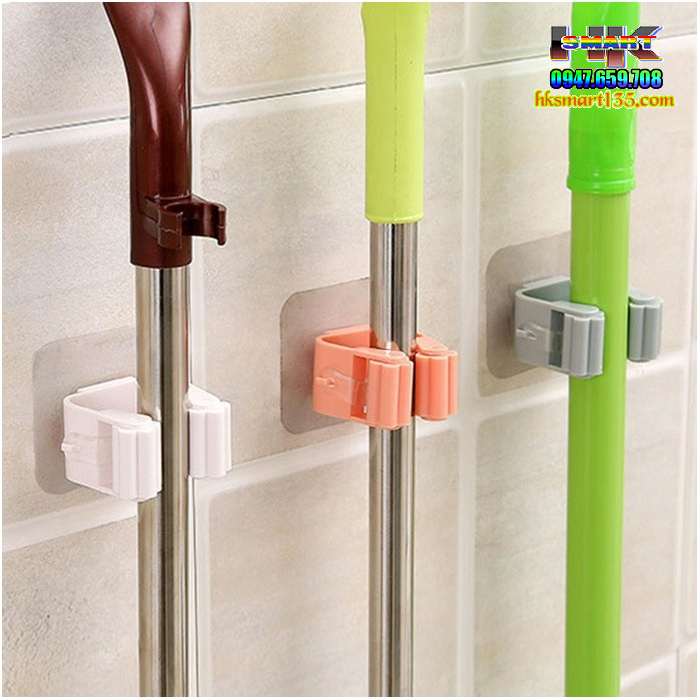 Móc treo kẹp chổi dán tường đa chức năng