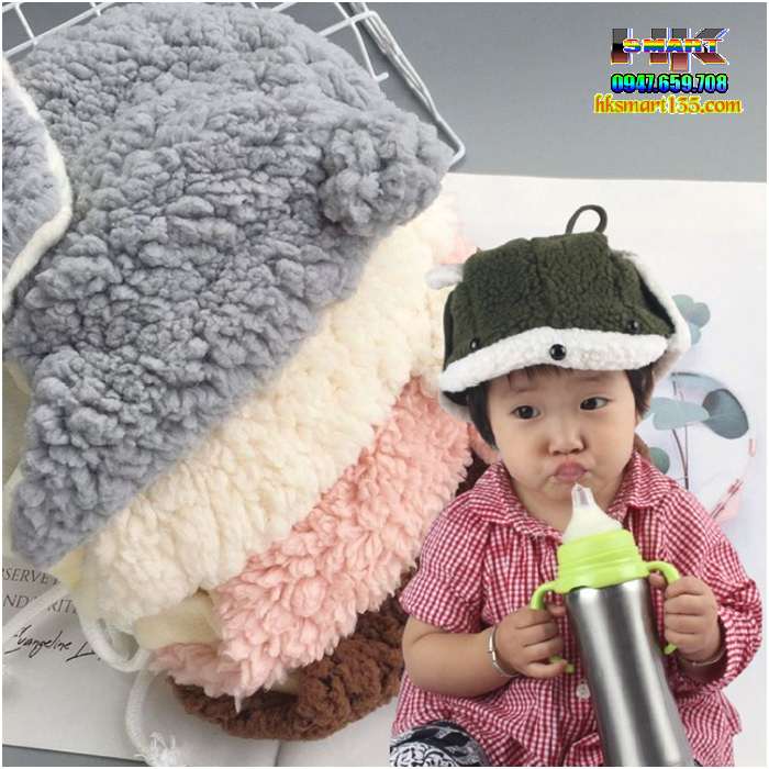 Mũ bịt tai lông cừu giữ ấm cho bé