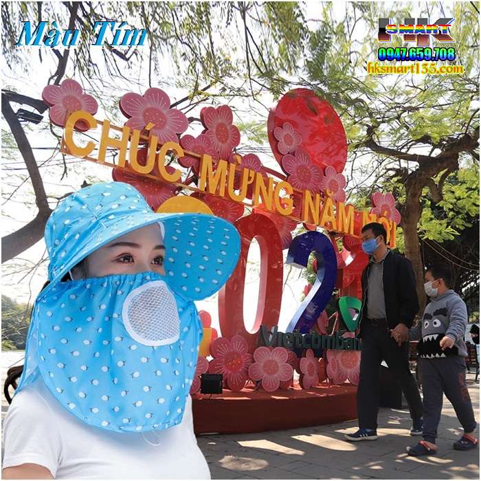 Mũ chống nắng kèm khẩu trang 3 in 1