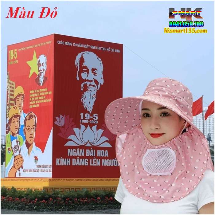 Mũ chống nắng kèm khẩu trang 3 in 1