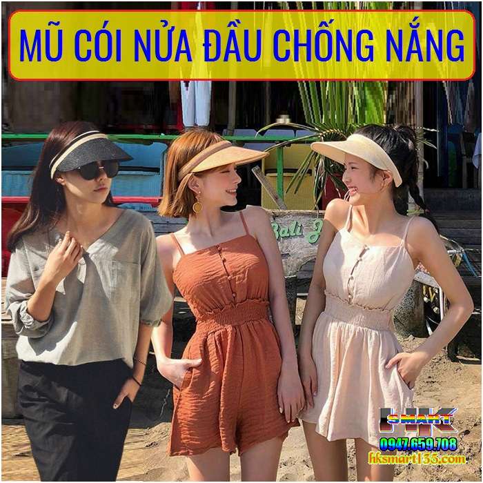 Mũ cói nửa đầu chống nắng kiểu Nhật bản