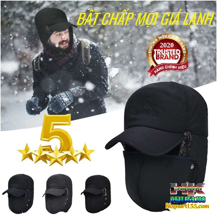 Mũ Lưỡi Trai Bịt Tai Lót Lông Có Khẩu Trang