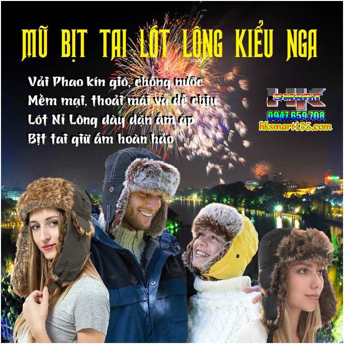 Mũ Lưỡi Trai Bịt Tai Lót Lông Kiểu Nga