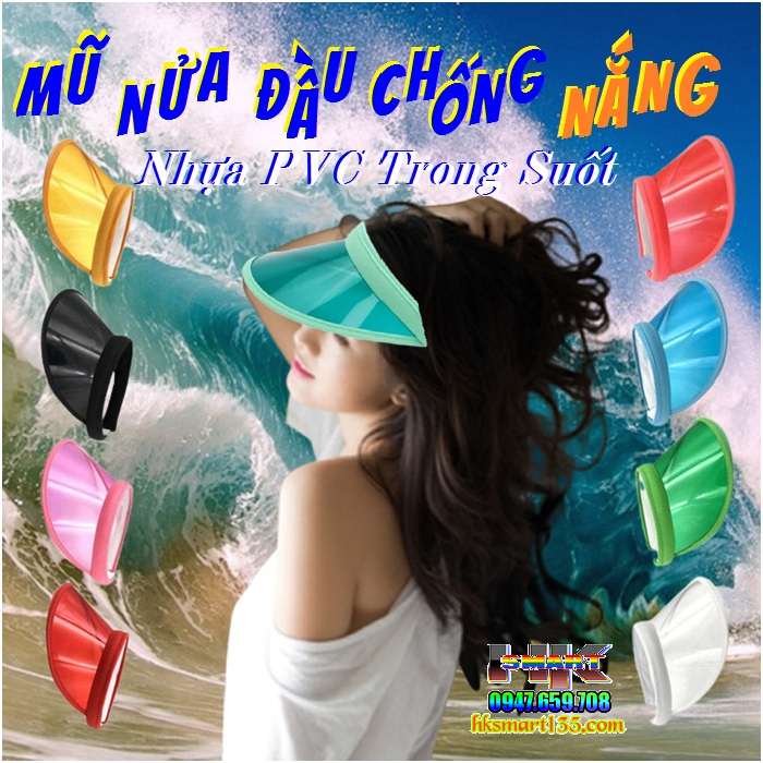 Mũ lưỡi trai nửa đầu nhựa PVC trong suốt
