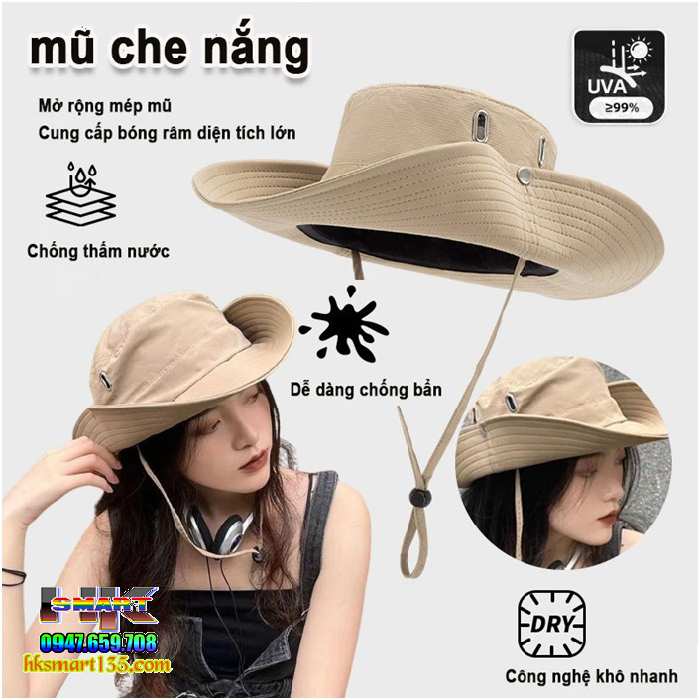 Mũ Bucket Vải Tai Bèo Nam Nữ Rộng Vành