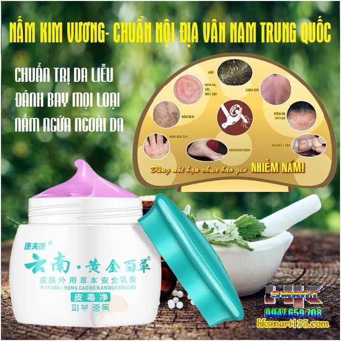 Nấm Kim Vương Vân Nam Trung Hoa- Kem Bôi Nấm Ngứa Hỗ Trợ Hắc Lào, Vẩy Nến, Á Sừng, Lang Ben