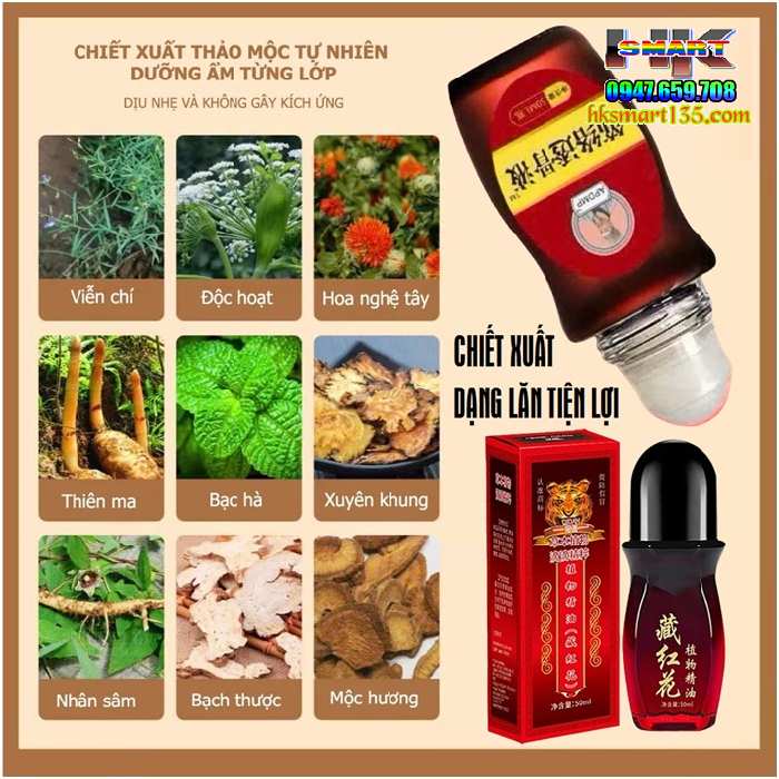 Dầu Nóng Cạo Gió Đả Thông Kinh Lạc Cổn Cổn Thông Dạng Lăn 50ml