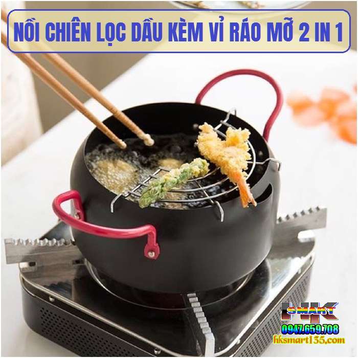 Nồi chiên lọc dầu kèm vỉ gác ráo mỡ