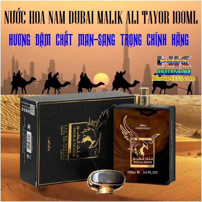 Nước hoa Dubai Malik Al Tayoor Lattafa 100ml Con Ngựa & Đại Bàng Đen