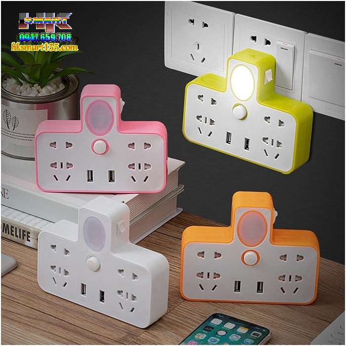 Ổ cắm mở rộng kèm cổng sạc USB kiêm đèn ngủ
