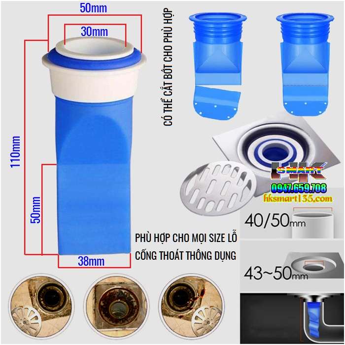 Bộ Ống Silicon Chặn Mùi Hôi Cống