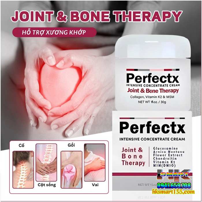 Perfectx Joint Collagen 30gr- Kem Trị Giảm Đau Gút Trị Liệu Xương Khớp Đau Vai Gáy Cổ Tê Nhức Toàn Thân