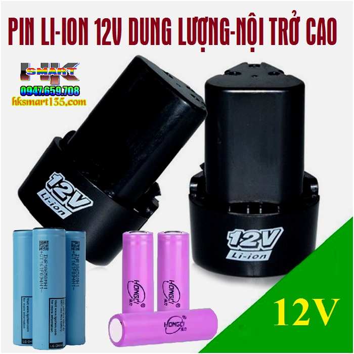 Pin Lithium-Ion 12V dung lượng cao cho máy khoan máy mài cầm tay